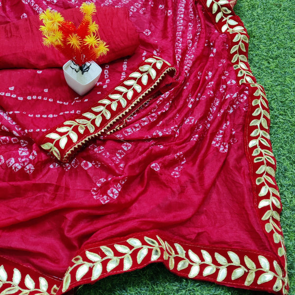 Pink Heavy Bandhani Suit With Gota Patti,Shop Bandhej Gota Patti Salwar Suit Online,Buy Bandhani Gota Patti Salwar Kameez At Best Rate