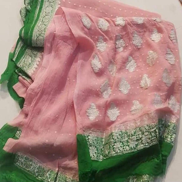 Baby Pink Green Banarasi Khaddi Salwar Suit,Buy Banarasi Khaddi Silk Suit Online,Latest Banarasi Salwar Suit At Affordable Rate