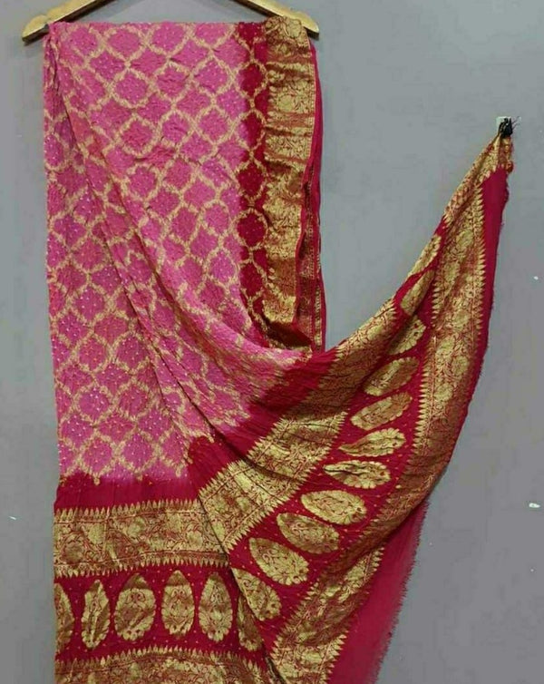 Banaarasi Ghatchola Dupattain Pink,Buy Ghatchola Online,Latest Banarasi Ghatchola Dupatta At Affordable Rate