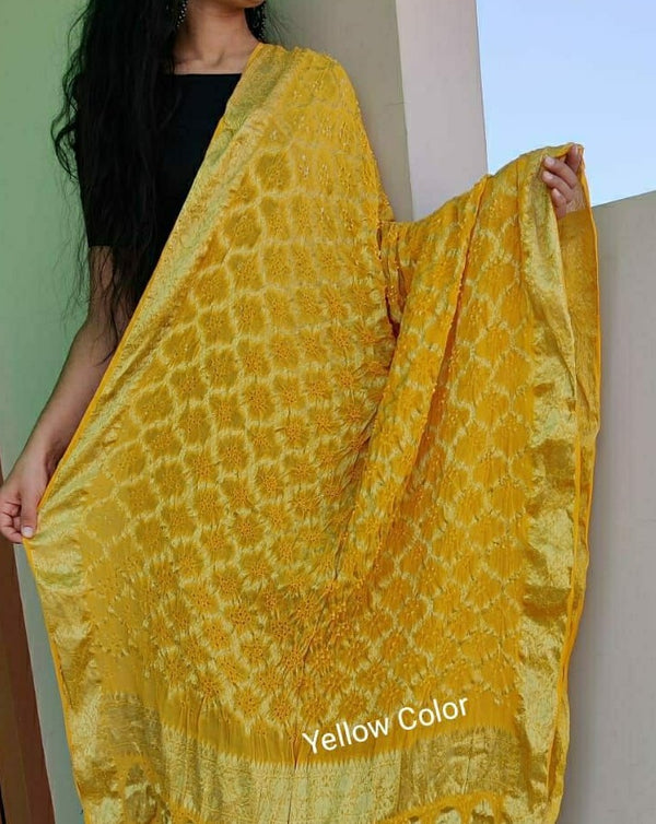 Banarasee Ghatchola Dupatta In Yellow,Buy Ghatchola Online,Latest Banarasi Ghatchola Dupatta At Affordable Rate