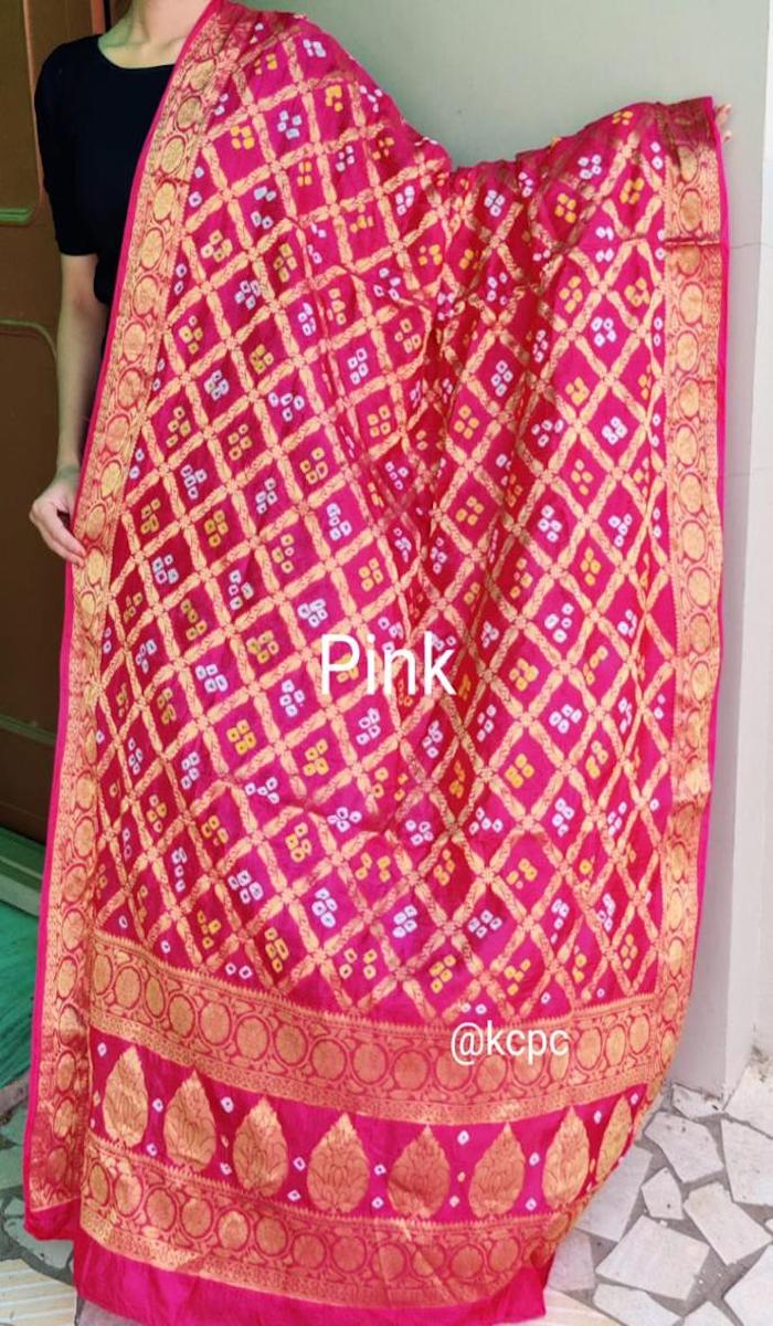 Banarasi Dupatta In Pink With  Jaal,Karwahcauth Dupatta & Hariyali Teej Dupatta Online For Traditional Look.