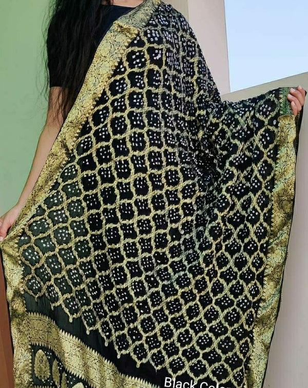 Banarasi Ghatchola Dupatta In Black,Latest Banarasi Ghatchola Dupatta,Shop Ghatchola Bandhani Dupatta Best Rates