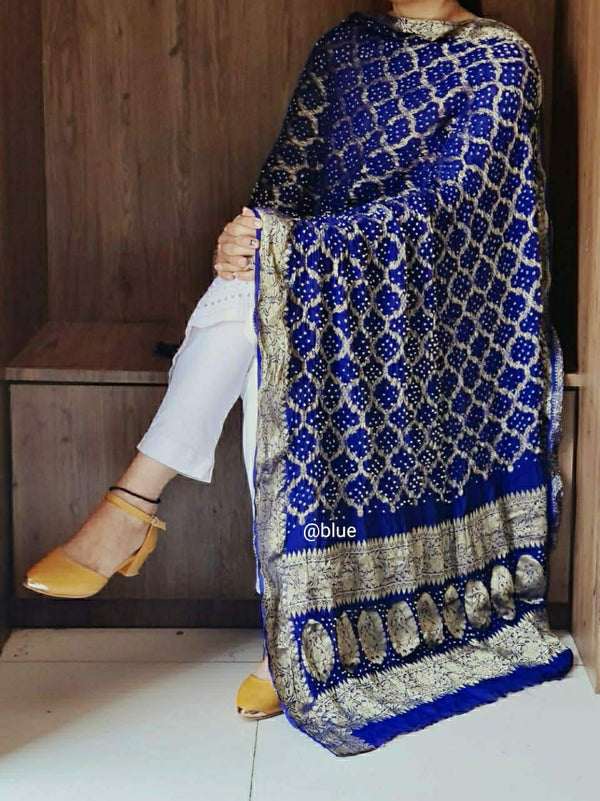 Banarasi Ghatchola Dupatta In Blue,Banarasi Ghatchola Online ,Banarasi Silk Dupatta At Affordable Rates