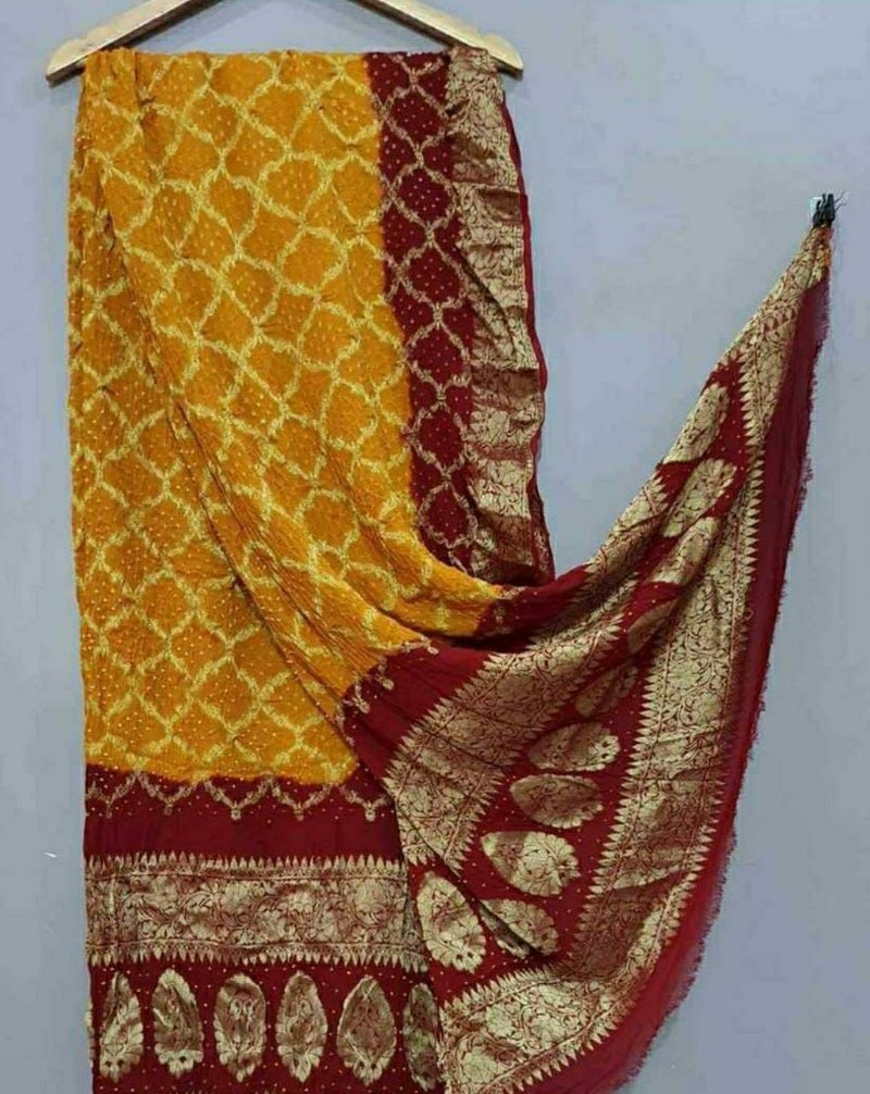 Banarasi Ghatchola Dupatta In Yellow,Buy Ghatchola Online,Latest Banarasi Ghatchola Dupatta At Affordable Rate