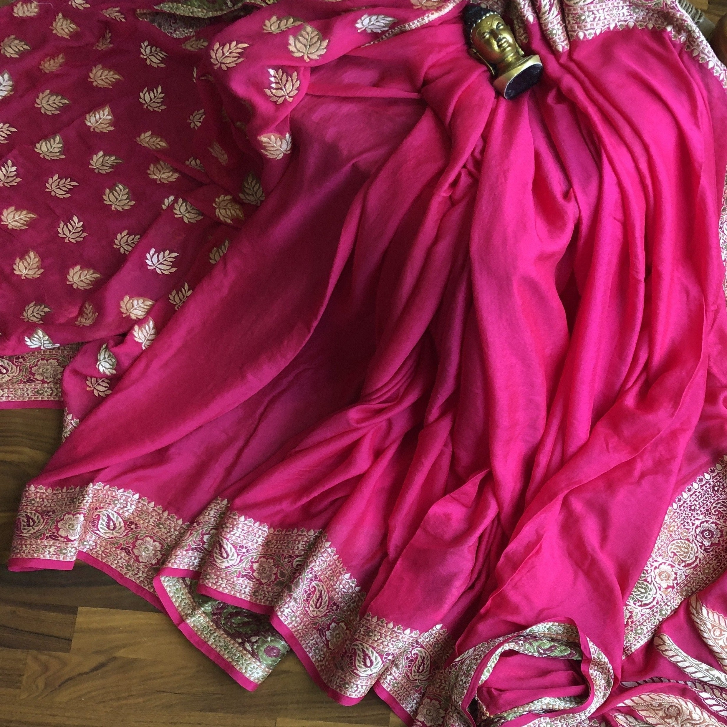 Pink Pure Banarasi meenakari saree - jhakhas.com