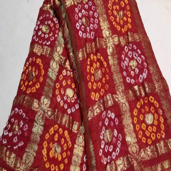 Bandhej Banarasi Silk Sari In Red,Authentic Bandhani Sarees,Best Bandhej Saree