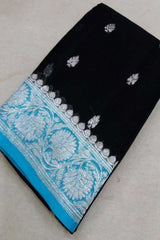 Black and blue Banarasi Khaddi Georgette Saree,Wedding Saree, Indian Sarees, Online Sarees