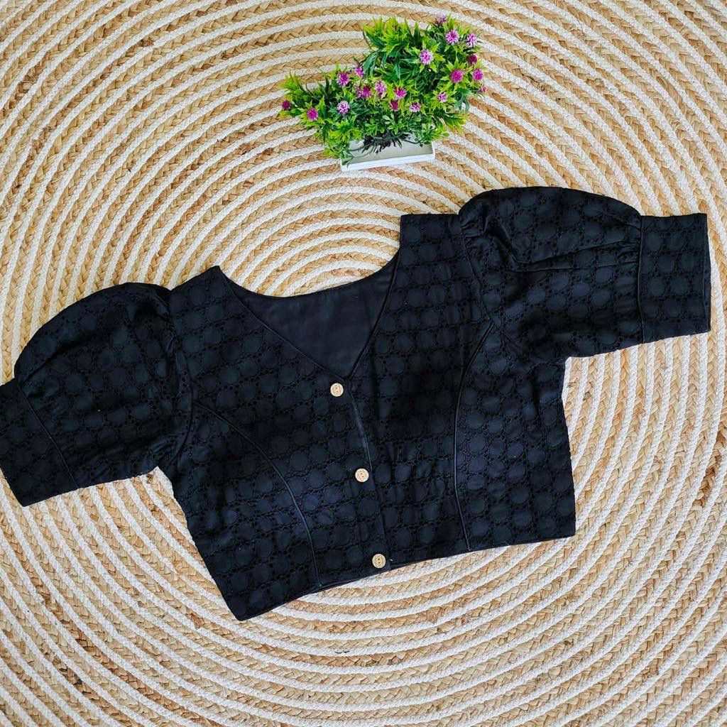 Black Hakoba Cotton Blouse