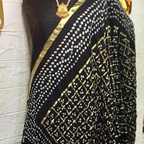 Black Bandhani Silk Gharchola DupattaBridal Dupatta, Marwadi Chunri Online