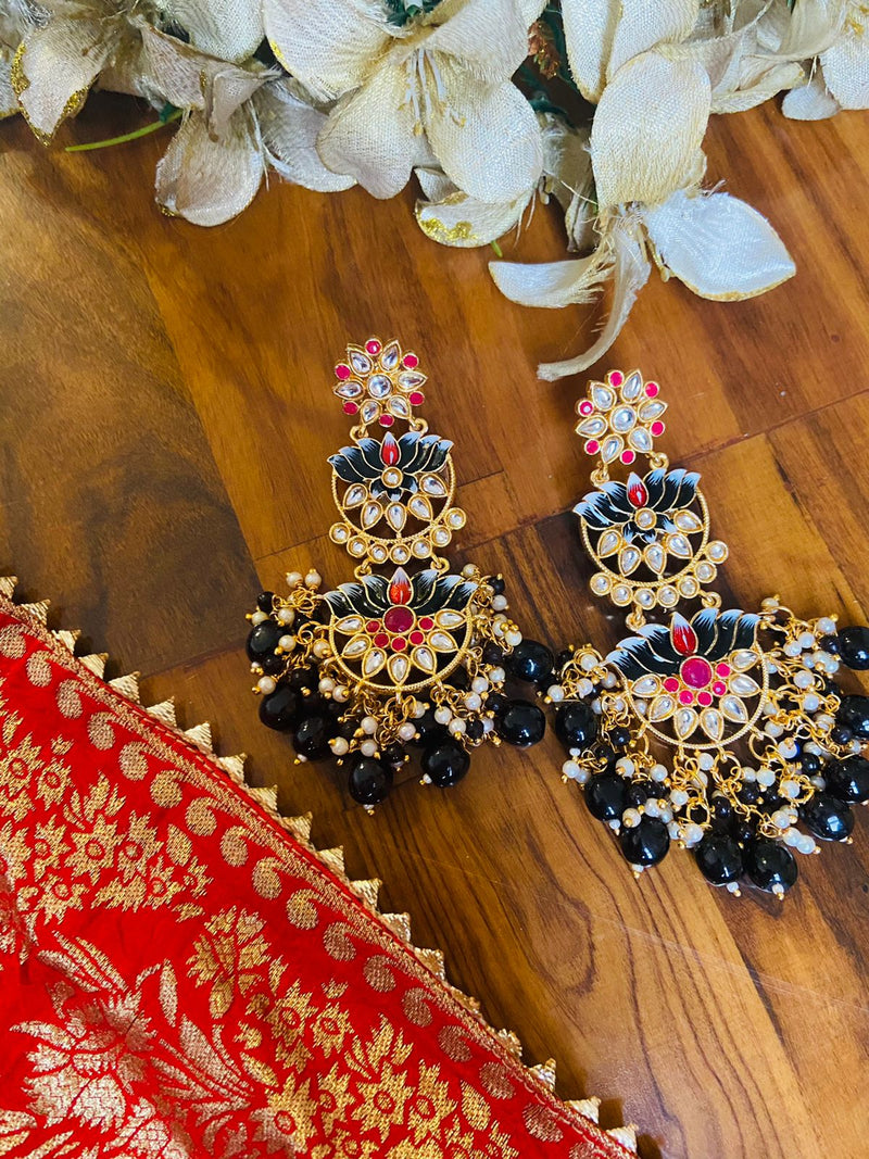 Black Meenakari Earrings, Traditional Earrings , Shop Online At Jhakhas.Com