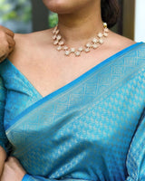 Blue Banarasi Soft Silk Saree With Blouse