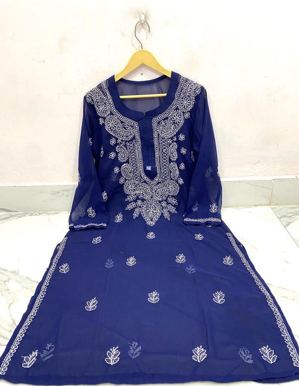 Blue Gala Booti Georgette Kurti