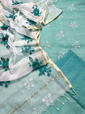 Blue Rajasthani Kota Doria Suits With Dupatta|Shop Exclusive