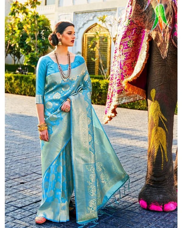 Blue Kanjivaram Soft Silk Saree