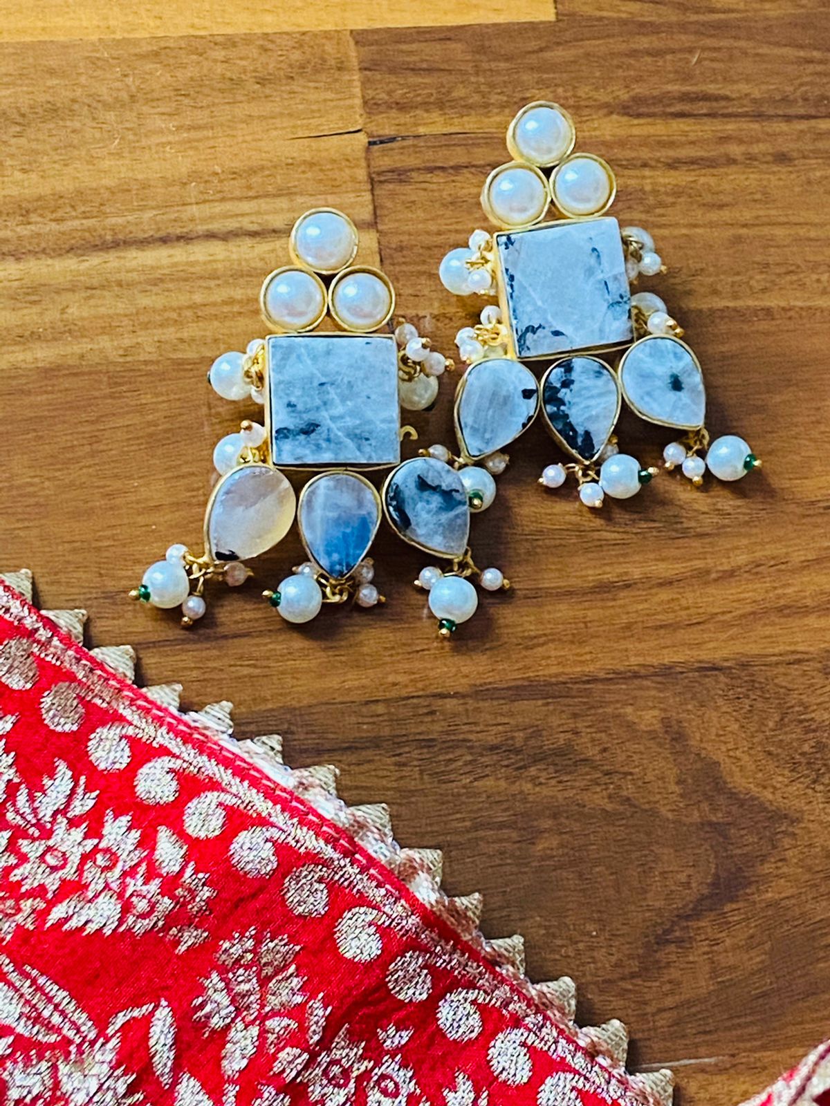 Blue Raw Stone Earring, Traditional Earrings , Online Earrings
