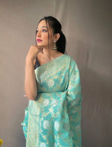Blue Tissue Silk Saree
