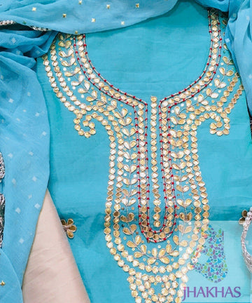 Blue Gota Patti Designer Salwar Suit,Pakistani Salwar Kameez,Heavy