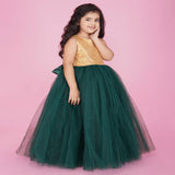 Bottle Green PartyWear Gown For Baby - jhakhas.com