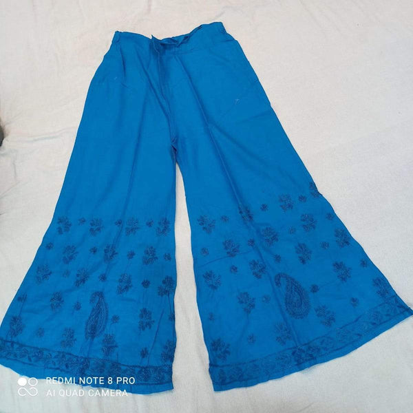 Buy Womens Solid Blue Denim WideLeg Pants  GoColors