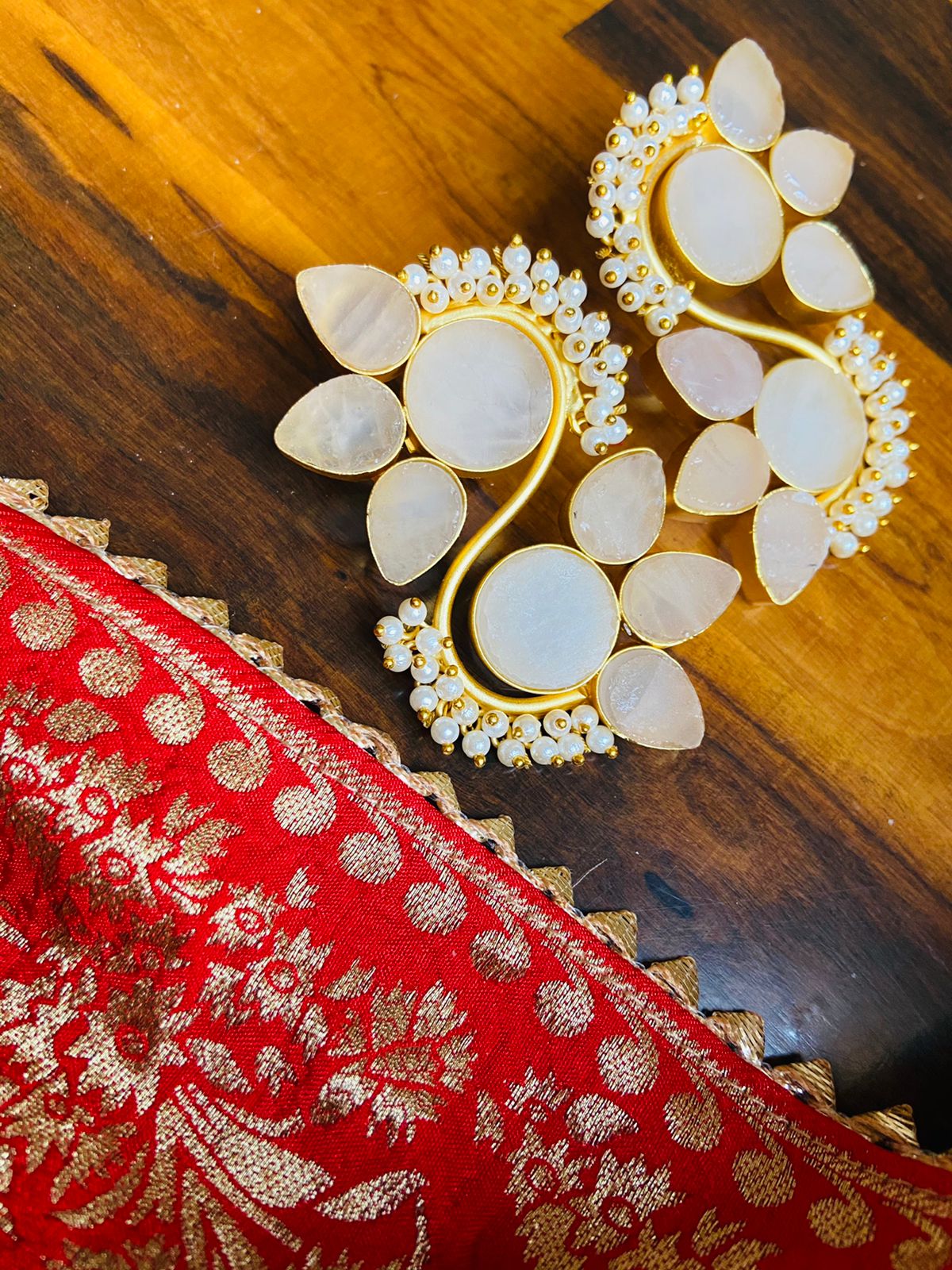 Cream Raw Stone Earring, Buy Online Earrings , Fancy Earrings