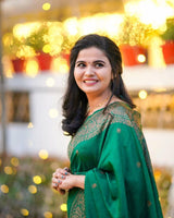 Green Banarasi Soft Silk Saree With Blouse