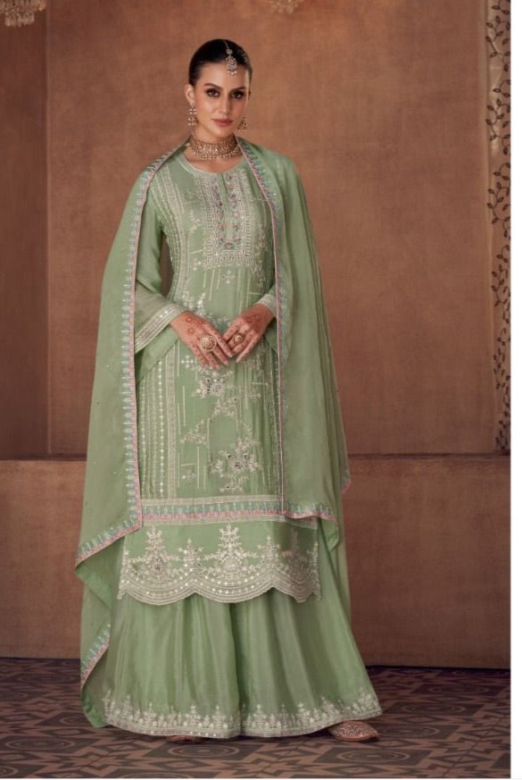 Green Georgette Sharara Set