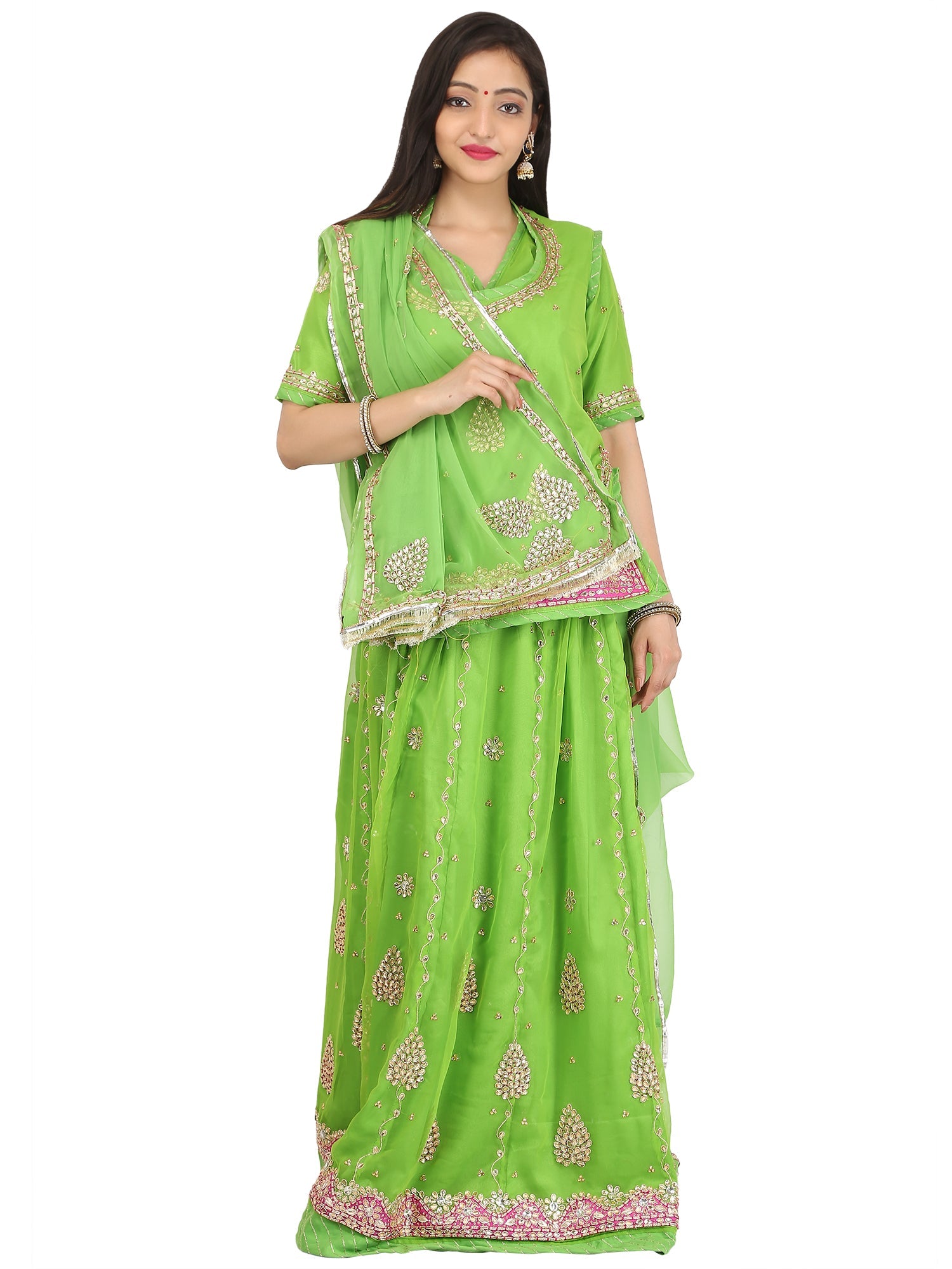 Green Hamrai Pure Georgette Rajputi Poshak | Rajputi Poshak | Jhakhas ...