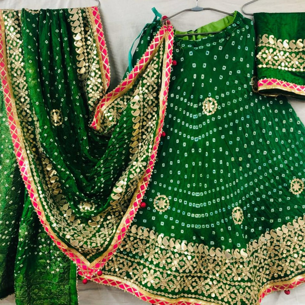 Diwali Lehenga choli dupatta silk gotapatti bandhani bridal wedding indian  women | eBay