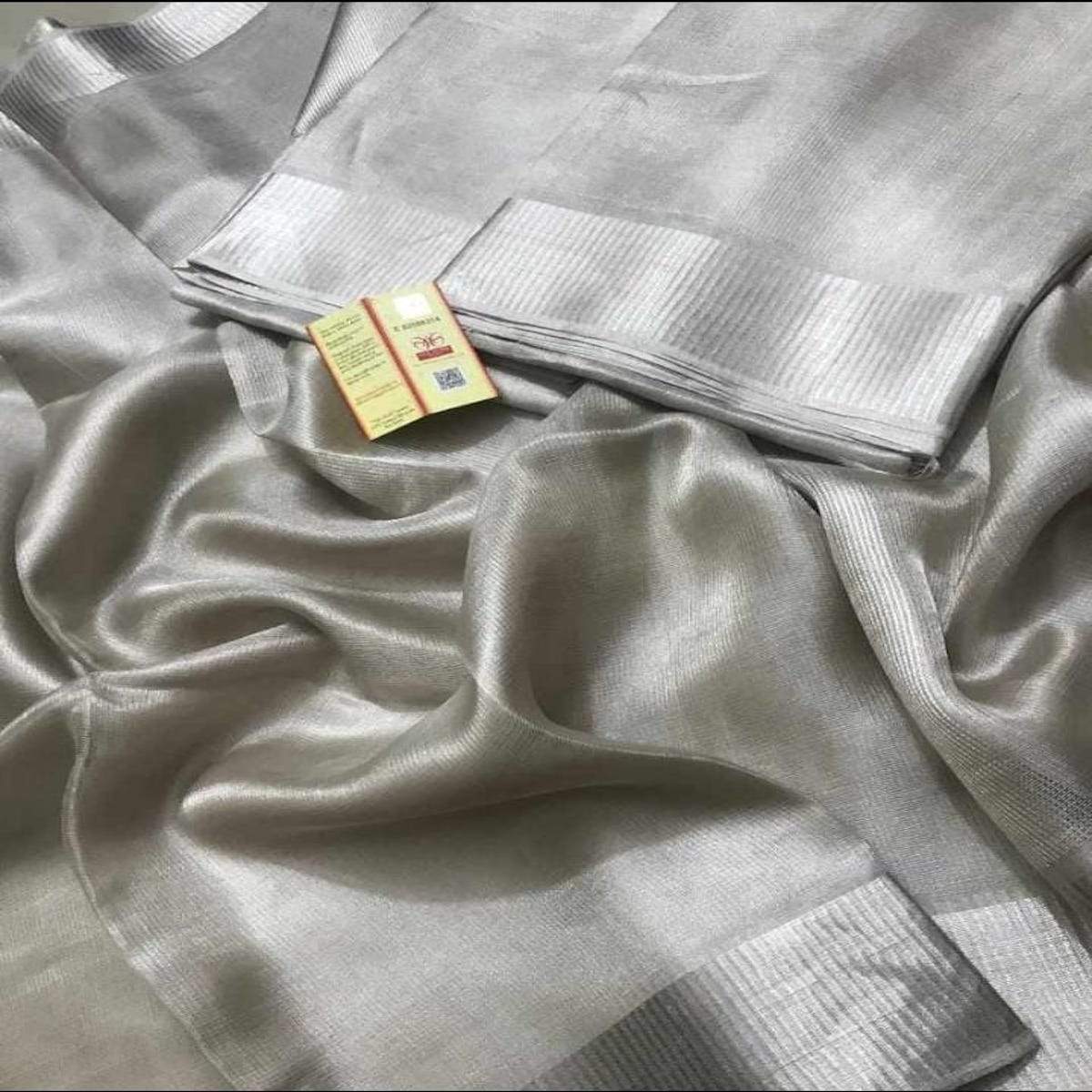 Grey Tissue Saree With Blouse