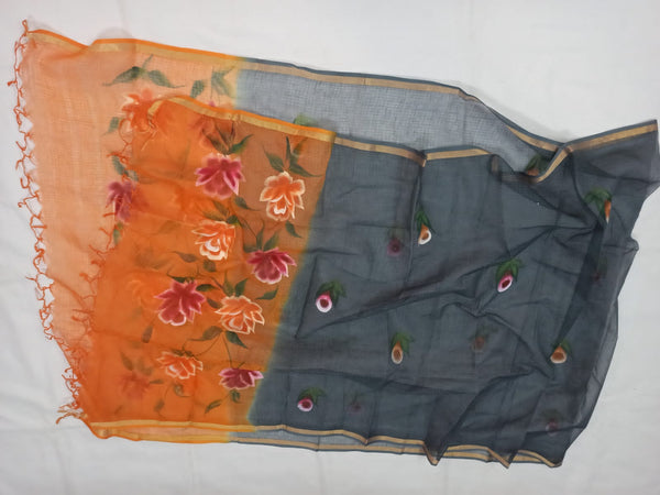 Grey Kota Doria Dupatta,Shop Kota Doria Dupatta ,Latest Kota Hand Made Dupatta