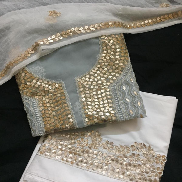 Grey Chikankari Gota Work Salwar Suits - jhakhas.com