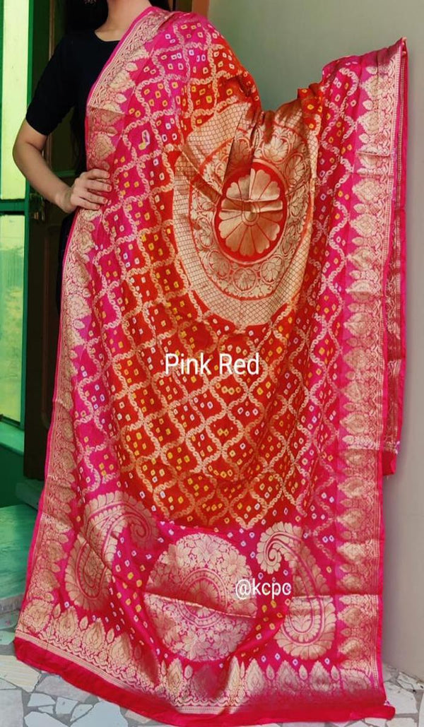  Gharchola Banarasi Dupatta In Pink And Red,Shop Awesome Bandhej & Ghatchola Dupattas At Best Price Online.
