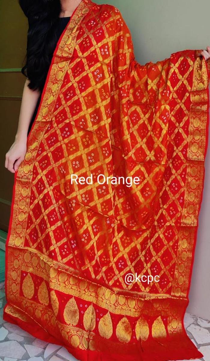  Gharchola Banarasi Dupatta In Red And Orange,Buy Latest Range Of Bandhani Dupatta AtåÊBest Price. 