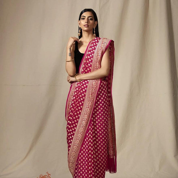Rani Pink Heavy Khaddi Georgette Saree - jhakhas.com