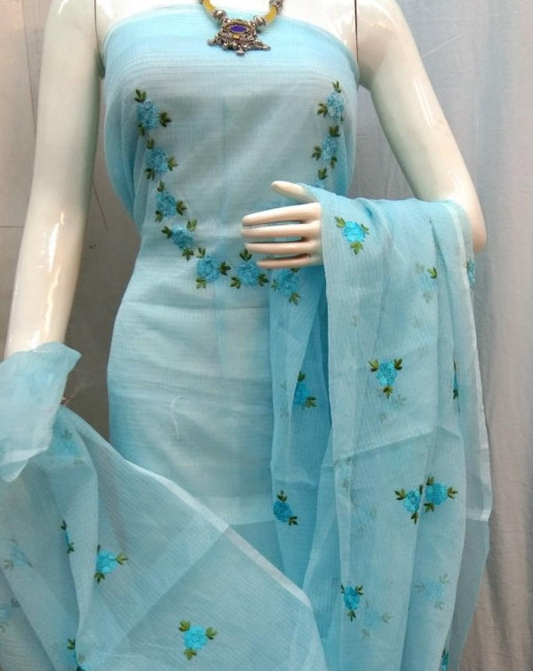 Kota Embridery Work Suit In Blue,kota doria suits online shopping