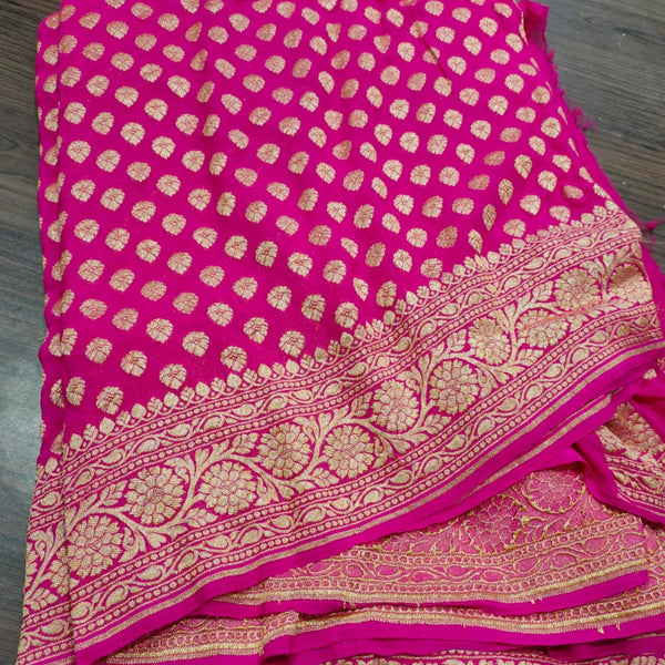 Hot pink Heavy Banarasi Saree
