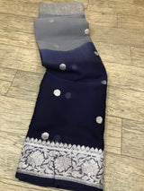 Banarasi Chiffon Shaded Khaddi Saree In Blue - jhakhas.com
