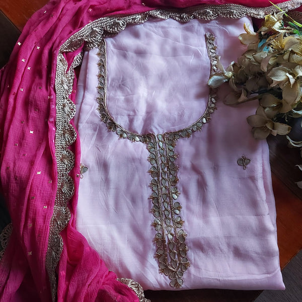 Babypink gota patti suit With designer dupatta - jhakhas.com