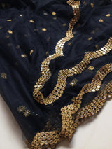 Designer Dupatta In Black - jhakhas.com