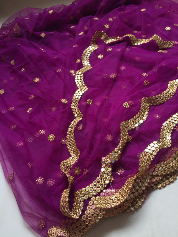 Designer Dupatta In Purple - jhakhas.com