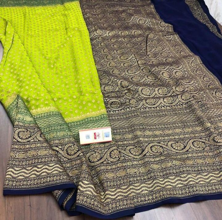 Green And Blue Heavy Banarasi Saree - jhakhas.com