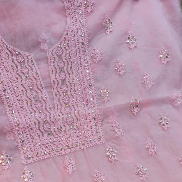 Shop Organza Chikankari Salwar Suit In Pastel Pink,Sale On Lucknow Chikankari Suits,Jhakhas