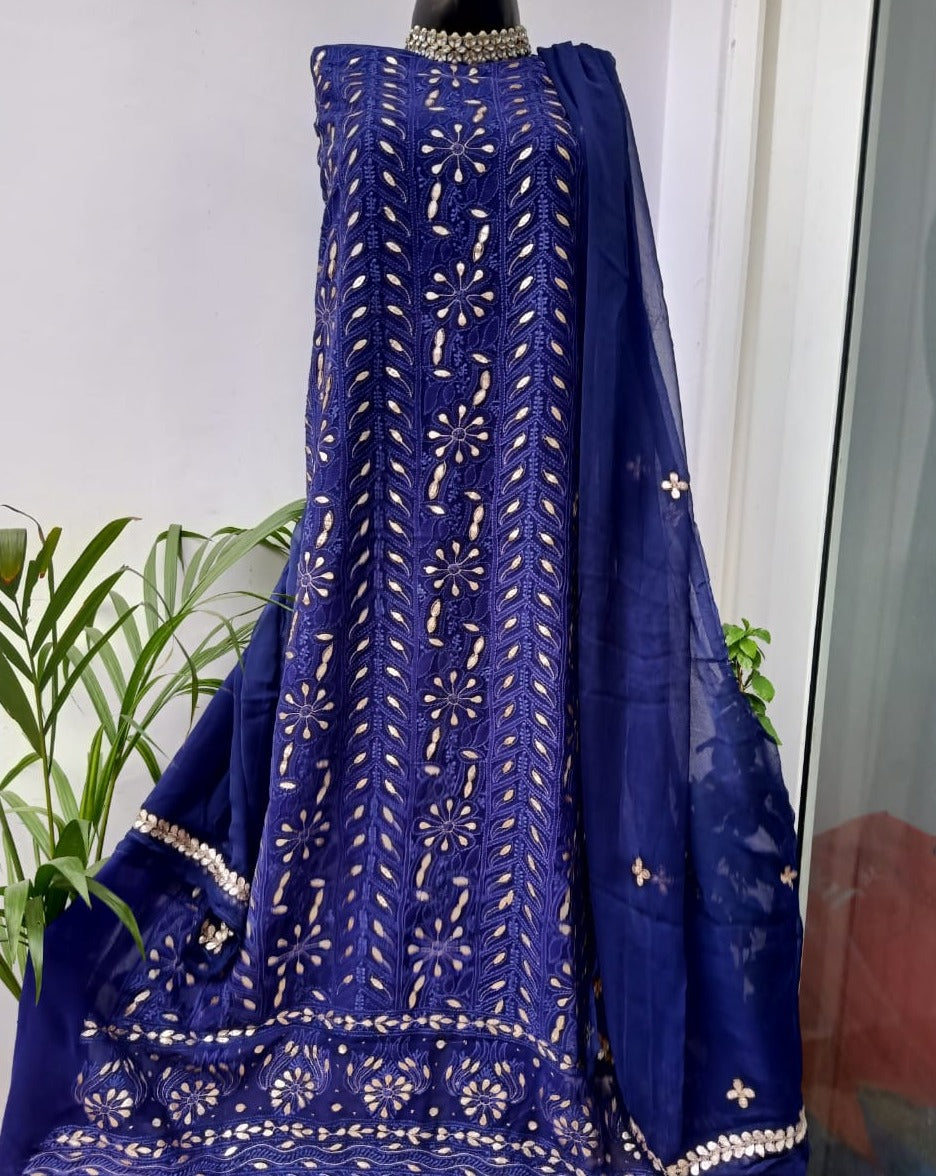 Blue Chikankari Gota Salwar Suit