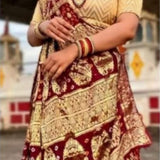 Bandhej Banarasi Silk Sari In Mehroon,Buy Bandhej Sarees,Shop Bandhani Saree