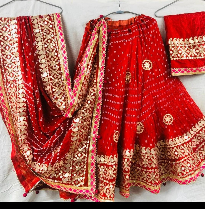 Red Bandhej Lehenga Chunni