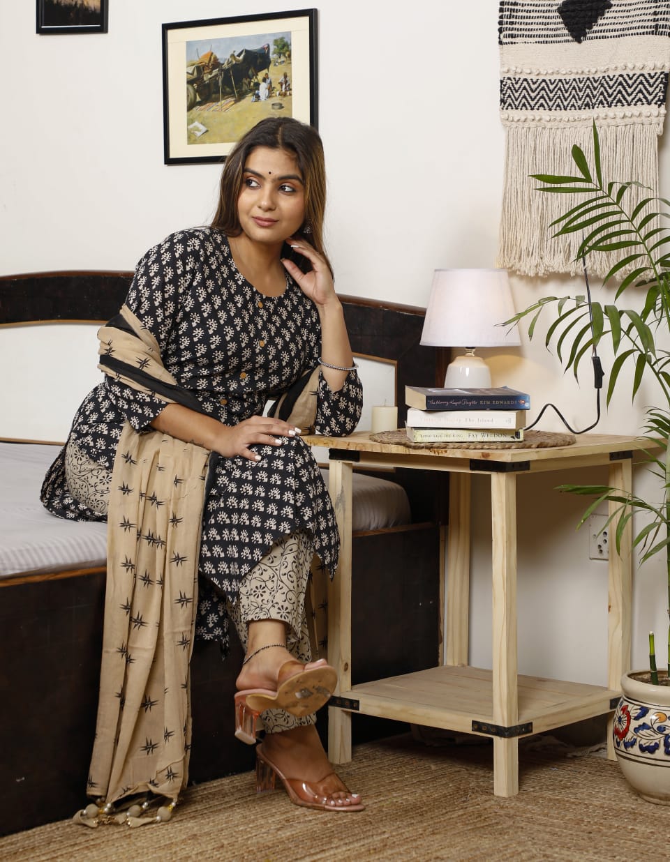 Black Stitched Suit Set