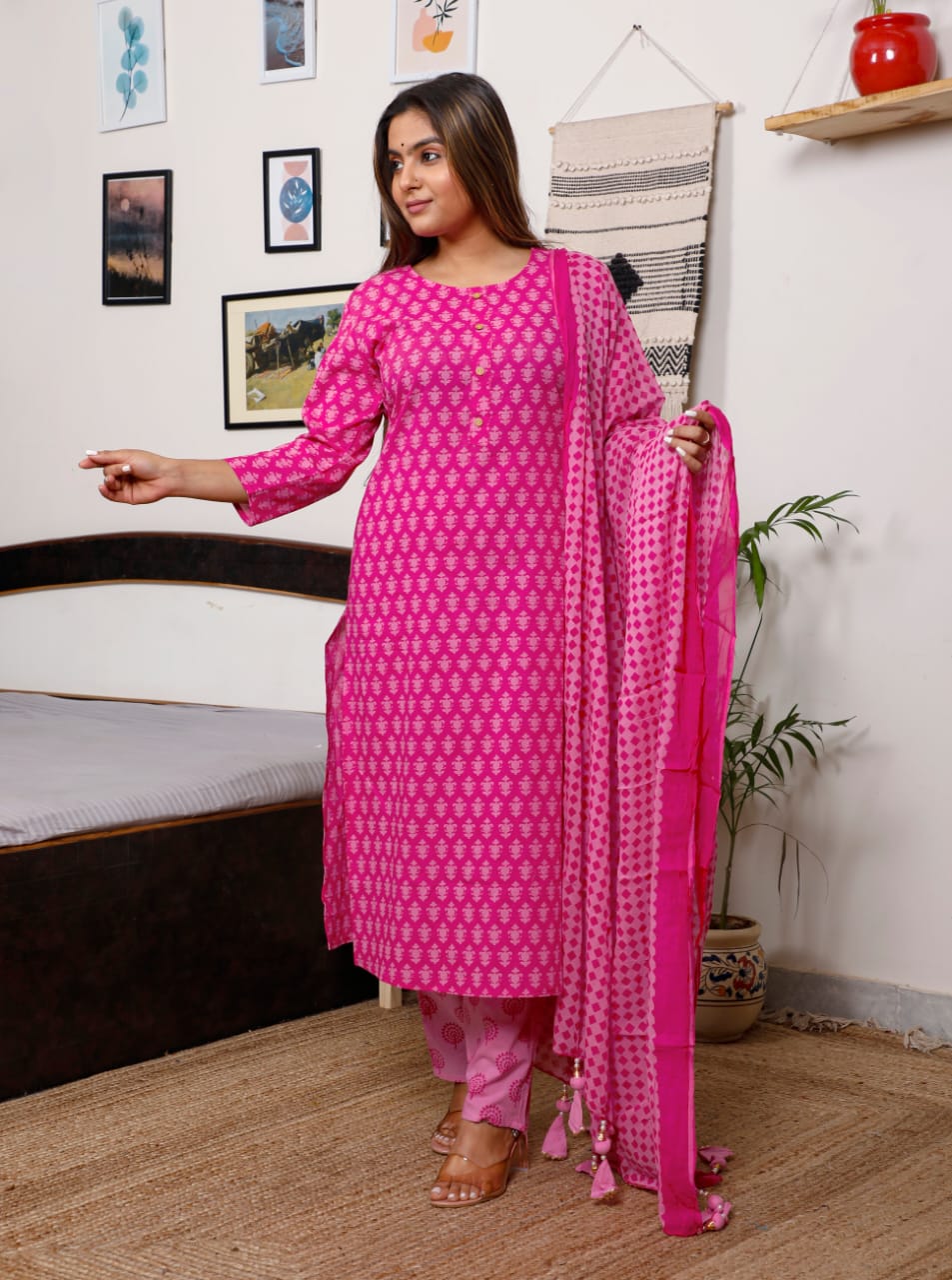 Pink Cotton Suit Set