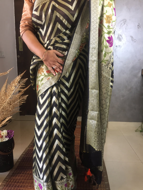 Black Banarasee Meenakari saree