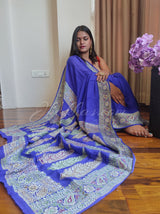 Blue Banarasi Bandhej Bridal Saree