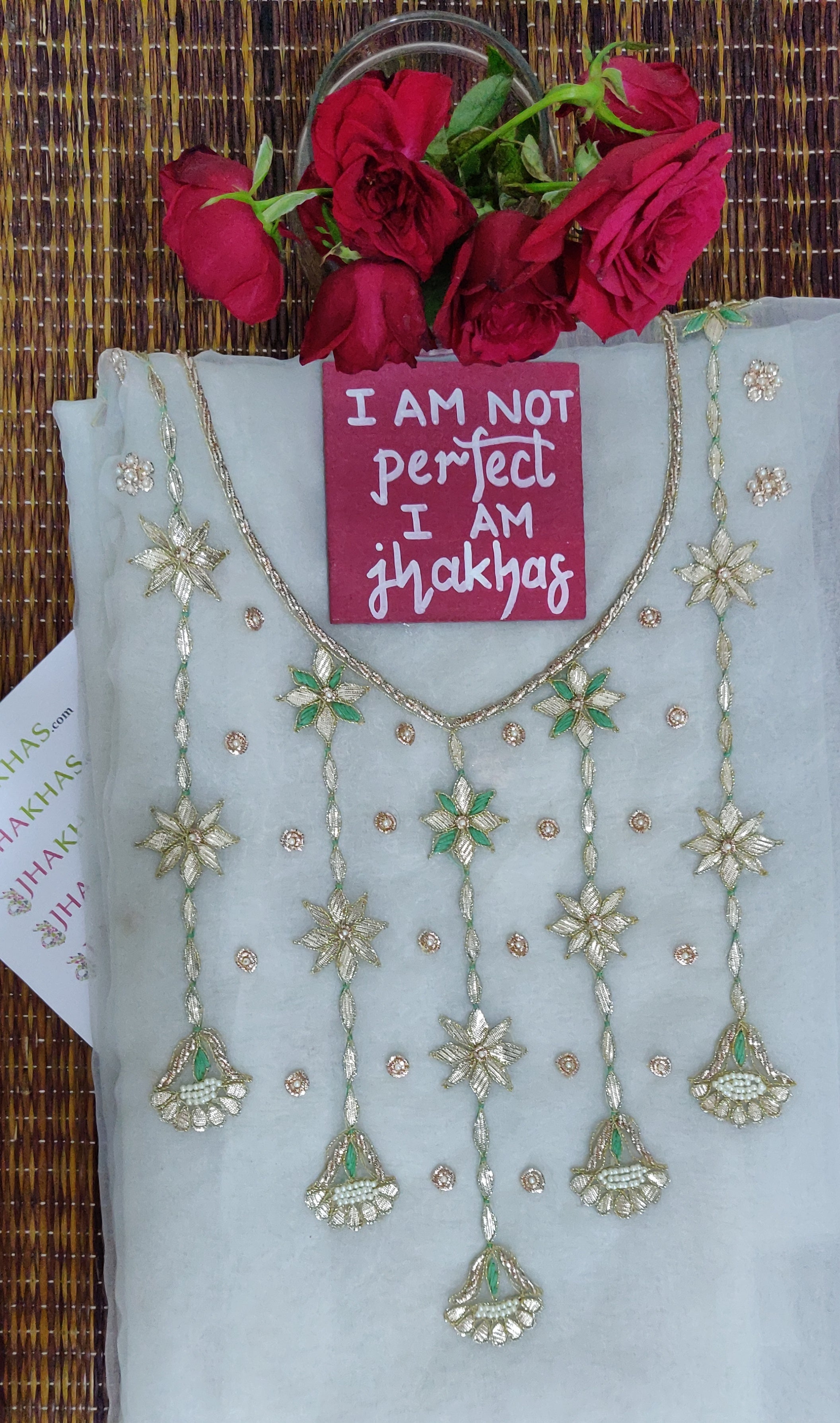 White Gota Patti Organza Kurti